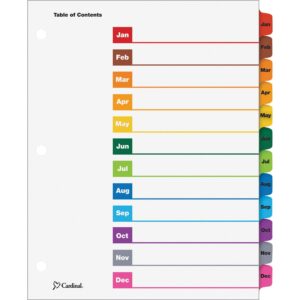 ARDINAL® ONESTEP® PRINTABLE TABLE OF CONTENTS INDEX, MONTHLY TABS, 1/ST