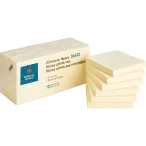 BUSINESS SOURCE® ADHESIVE NOTES YELLOW 3" X 3"