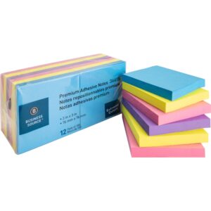 BUSINESS SOURCE® ADHESIVE NOTES EXTREME COLOR 3" X 3"