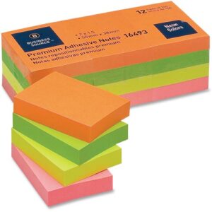 BUSINESS SOURCE® ADHESIVE NOTES NEON 1.50" X 2"
