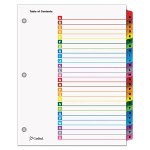 CARDINAL® ONESTEP® PRINTABLE TABLE OF CONTENTS INDEX, MULTICOLOR, 1/ST