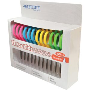 WESTCOTT® SOFT HANDLE, KIDS SCISSORS, ASSORTED COLOR, 12 PACK