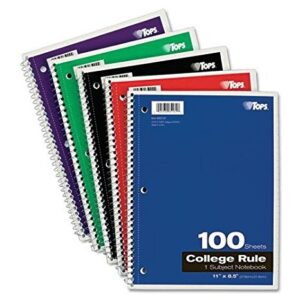 TOPS® COLLEGE RULE, SPIRAL NOTEBOOK, 11" X 8.5" 100 SHEETS