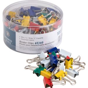 BUSINESS SOURCE® BINDER CLIPS COLORED MINI 1/4", 100/PACK