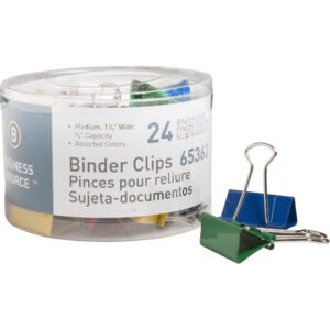 BUSINESS SOURCE® BINDER CLIPS COLORED MEDIUM 5/8"", BOCK OF 24 EACH