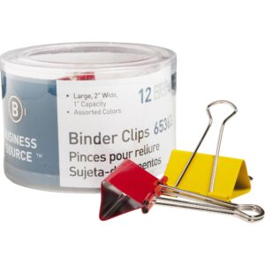 BUSINESS SOURCE® BINDER CLIPS COLORED LARGE 1", 12/PACK