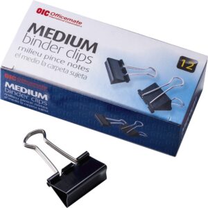 OFFICEMATE OIC® BINDER CLIPS BLACK MEDIUM 5/8", 12/PACK