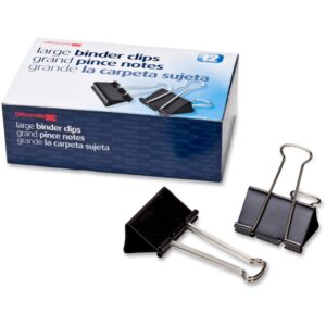 OFFICEMATE OIC® BINDER CLIPS BLACK LARGE 1", 12/PACK