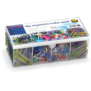 OFFICEMATE OIC® CLIPS FLIP LID ORGANIZER VALUE PACK, ASSORTED