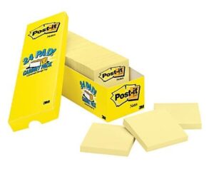POST-IT® SUPER STICKY NOTES, 3" x 3", CANARY YELLOW, 24 PADS/CABINET PACK