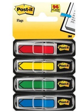 POST-IT®ASSORTED ARROW FLAGS WITH POP-UP DISPENSER, 1/2" WIDE, ASSORTED COLORS