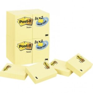 POST-IT® NOTES VALUE PACK, 1 1/2" x 2", CANARY YELLOW, 24 PADS/PACK