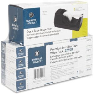BUSINESS SOURCE® INVISIBLE TAPE, 3/4" X 1,000", + DISPENSER