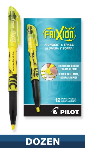 PILOT FRIXION LIGHT YELLOW ERASE  12 PACK(46502)