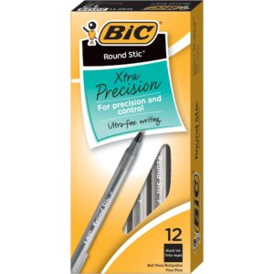 BIC ROUND STIC XTRA-PRECISION BALL POIN, BLACK 1DOZEN