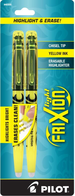 PILOT FRIXION LIGHT YELLOW ERASE  2 PACK (46505)