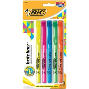 BIC® BRITE LINER® HIGHLIGHTERS, ASSORTED COLORS, 5/SET