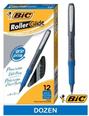 BIC® GRIP ROLLER-GLIDE™, ROLLER MICRO PEN, BLUE DOZEN