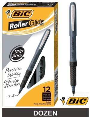 BIC® GRIP ROLLER-GLIDE™, ROLLER MICRO PEN, BLACK DOZEN