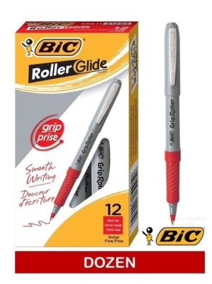 BIC® GRIP ROLLER-GLIDE™, ROLLER PEN, RED DOZEN