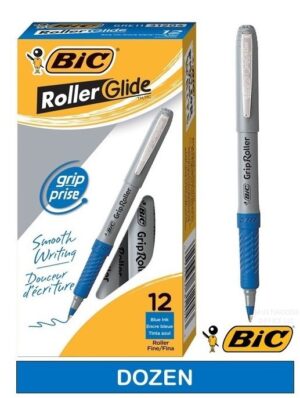BIC® GRIP ROLLER-GLIDE™, ROLLER PEN, BLUE DOZEN