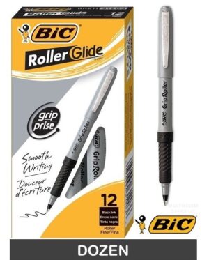 BIC® GRIP ROLLER-GLIDE™, BALL POINT PEN, BLACK DOZEN